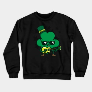 Saint Patrick's Day Cute Kawaii Rocker Guitarist Shamrock Crewneck Sweatshirt